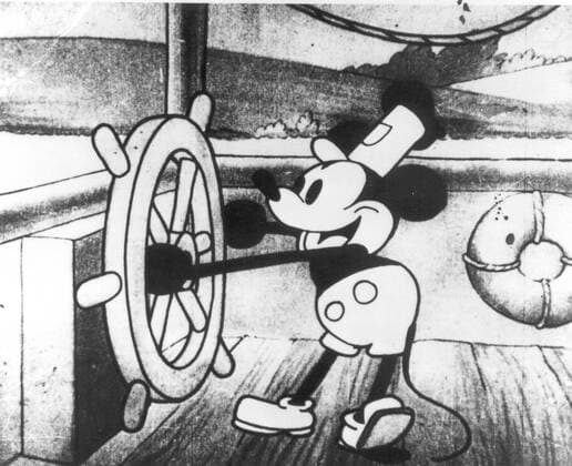 Mickey Mouse in his first film appearance Steamboat Willie . 1928 UnitedArchives00171904 