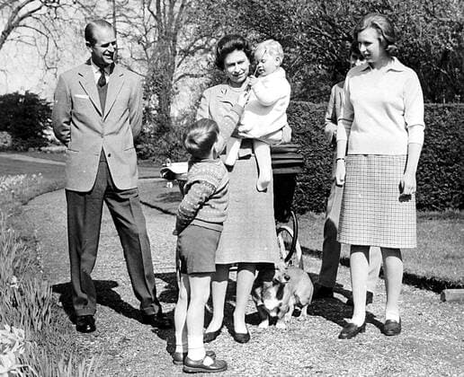 Prince Andrew amusing baby Prince Edward with a daffodil at Frogmore House, Windsor, Berkshire. 15th April 1965, Prinz UnitedArchives00224752 
