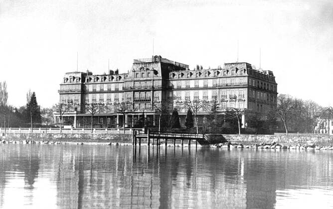 Headquarters of the League of Nations , Geneva. Formerly the Hotel National 2nd January 1924, Genf, Schweiz UnitedArchives00229607 