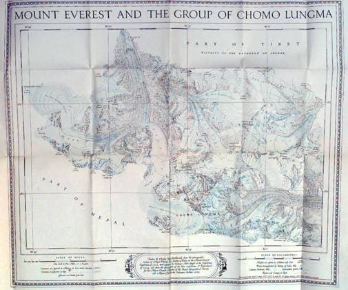 A map of the Mount Everest region between Nepal and Tibet - 1925 UnitedArchives00265469 