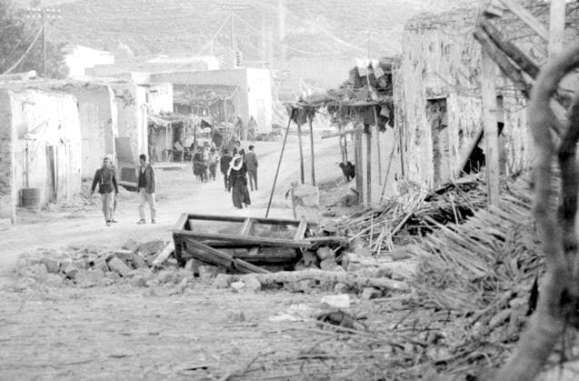 Destroyed houses in the Jordanian village of Karame near the Jordan Israel border following Thursdays 12 hour attack in the area by Israeli forces. 150 Arab saboteurs were reported killed in the action. Israeli casualties were put at 15 dead and some 70 others wounded. Israel s attack was said to be aimed at wiping out nests of terrorists based over the border in Jordan 24th March 1968 UnitedArchives00507389 
