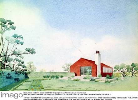 Architektur von Arne Jacobsen ARNE JACOBSEN ONE FAMILY HOUSE (1940 S) WATER COLOUR UnitedArchives00849959 