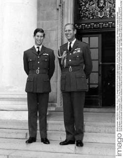 Prince Philip, Duke of Edinburgh. Husband of Queen Elizabeth II of England, with Prince Charles, 1971. , Prinz UnitedArchives00911972 