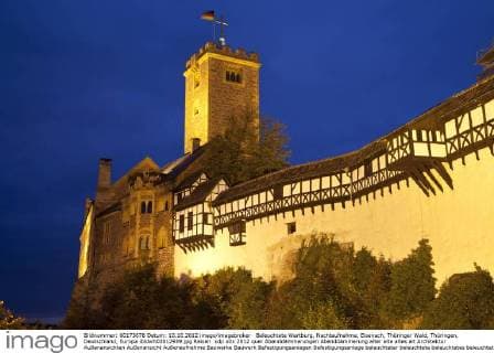 Beleuchtete Wartburg, Nachtaufnahme, Eisenach, Thüringer Wald, Thüringen, Deutschland, Europa ibldwh03012939.jpg
