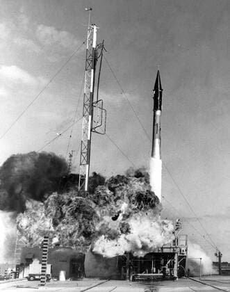 The Vanguard 3-stage rocket, carrying America s first Sputnik bound for outer space, is counted down... and out! Something went wrong, and this huge explosion was the result of months of experiments and trials. American hopes exploded sky-high at the failure of the first attempt. 9th December 1957  UnitedArchives01021971