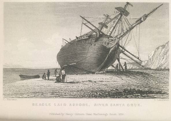 Narrative of the Surveying Voyages of His Majesty - Beagle laid ashore  UnitedArchives01242766