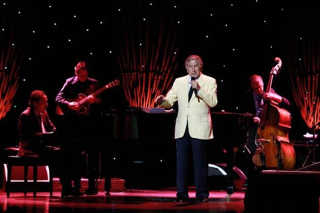 SHANGHAI, CHINA - SEPTEMBER 20: (CHINA OUT) Jazz artist Tony Bennett performs at Mercedes-Benz Arena on September 20, 2013 in Shanghai, China. His shows are the highlights of Shanghai Tag Heuer Jazz Week .  CFP444252111