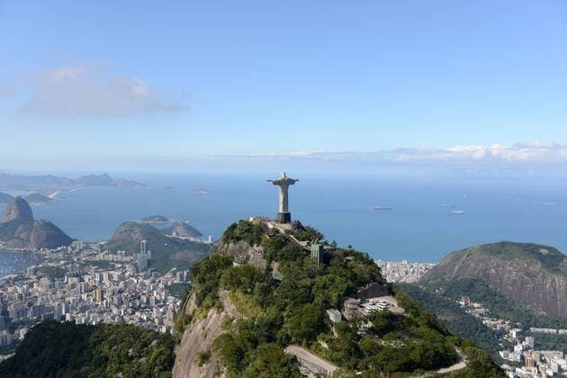 Cristo Redentor, JUNE 18, 2013 : An aerial view of the statue of Christ the Redeemer on Corcovado Mountain in Rio de Janeiro, Brazil.  ( pueb013330)