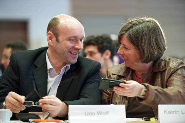 Landesparteitag Die Linke Deutschland, Berlin, 26.11.2011, Landesparteitag Die Linke, Udo Wolf, Katrin Lompscher, Â