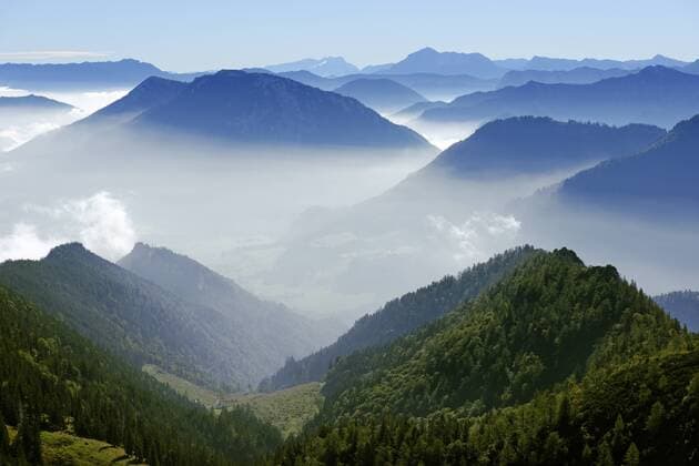 Rauschberg vor Dachstein und Watzmann, vom Hochfelln, Bergen, Chiemgauer Alpen, Oberbayern, Bayern, Deutschland, Europa ibldwb03803849.jpg