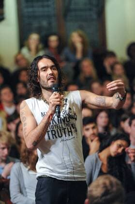 Russell Brand at Cambridge Union, Cambridge, United kingdom, Monday, 13th January 2014. Picture by Chris Williamson i-Images Comedian Russell Brand told students at Cambridge University that he has not ruled out running for parliament. The actor and TV star, who was speaking in front of a packed audience of 800 students at the historic Cambridge Union, said: Why do I have to run? I ll saunter for office! Brand controversially called his audience Harry Potter Poofs as he tried to get them to keep quiet. Shut up you Harry Potter Poofs, he said, but it was met with laughter from the students. Picture by Chris Williamson i-Images ChrisxWilliamsonx xi-Images  IIM-1266-0009
