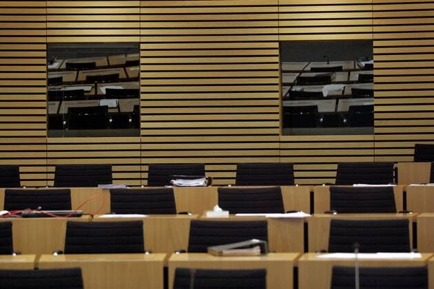 Erfurt, 23.01.2014 141. Plenarsitzung im Thüringer Landtag vor der Sitzung. Leere sitze im Plenarsaal