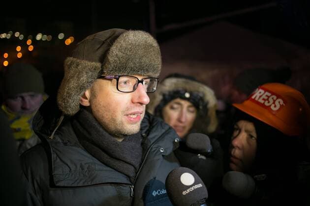 Maj Majdan Anti-government protests in Kiev,January 25, 2014. In picture Arseny Yatsenyuk Photo by Krystian Maj Forum makr_260114 