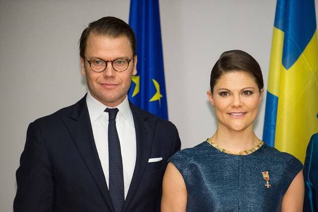 Kronprinzenpaar zu Besuch in NRW am 28.01.2014 in der Staatskanzlei in Düsseldorf Die schwedische Kronprinzessin Victoria, rechts - Prinz Daniel, links.