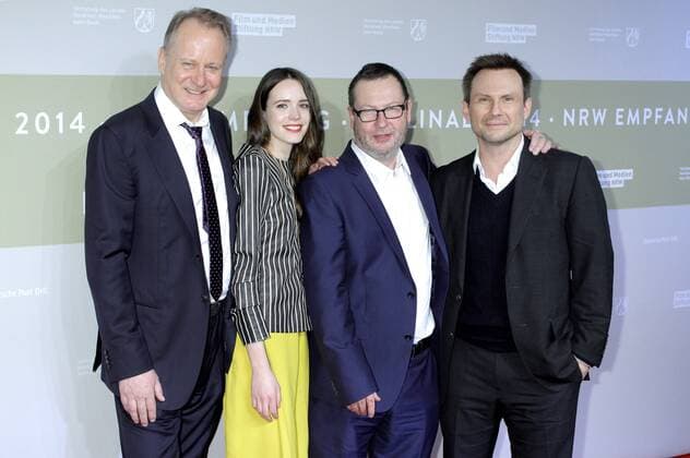 Stellan Skarsgard, Stacy Martin, Lars von Trier and Christian Slater attending the NRW Reception at the 64th Berlin International Film Festival Berlinale 2014 on February 9, 2014 in Berlin, Germany. Foto:xS.xSchrapsx xFuturexImage