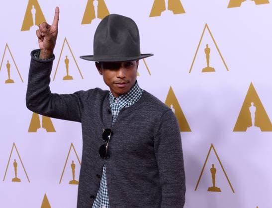 Musician Pharrell Williams attends the 86th annual Academy Awards nominees luncheon in Beverly Hills, California on February 10, 2014.  LAP2014021024
