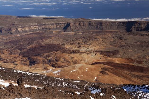 Blick vom Teide Gipfel in die Kraterlandschaft des Teide Nationalparks, Teneriffa, Spanien View from Teide Summit to Caldera Landscape of Teide National Park, Tenerife, Spain Blick vom Teide Gipfel in die Kraterlandschaft des Teide Nationalparks, Teneriffa 