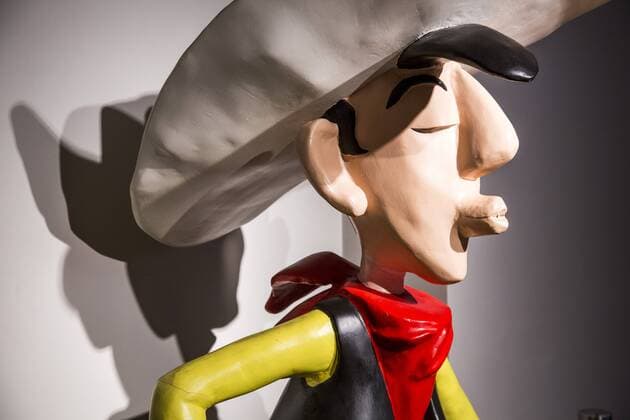 Comic Museum in Brüssel, in einem ehemaligen Jugendstil Warenhaus, Lucky Luke Figur,