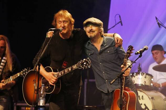 Dieter Birr und Wolfgang Niedecken beim Live-Konzert Maschine & Gäste zum Solo-Album Maschine von Dieter Birr (Puhdys) im Kesselhaus in der Kulturbrauerei. Berlin, 25.03.2014 Foto:xS.xGabschx xFuturexImage