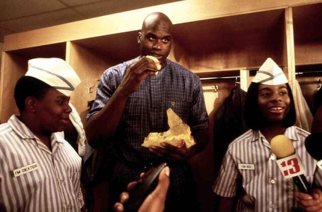 Kenan Thompson, Shaquille O Neal, Kel Mitchell Dexter (Kenan Thompson) und Ed (Kel Mitchell) koennen sogar Basketball-Star Shaquille O Neal von ihren tollen Burgern ueberzeugen. 1997 UnitedArchives01356965