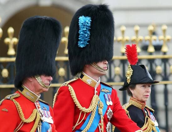 Charles, Prince of Wales, William, Duke of Cambridge and Anne, Princess Royal leaving Buckingham Palace for Trooping the Colour in London StephenxLockx xi-Images  IIM-2465-0012