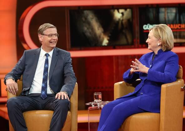 Hillary Rodham Clinton (Ehemalige Außenministerin der USA, ehemalige First Lady) in der ARD-Talkshow GÜNTHER JAUCH am 06.07.2014 in Berlin Thema der Sendung: Frauen an die Macht! Hillary Clinton zu Gast bei GÜNTHER JAUCH