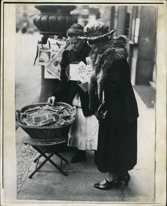 Jan. 1, 1920 - Inflation In Germany After WWI: The German Mark fell to such a low level during the inflation of 1923 that a newspaper selling woman had to keep her change in a market basket.  - ZUMAk09