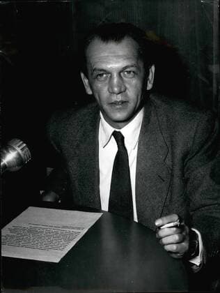 Feb. 02, 1956 - FDP (Freie Deutsche Partei) Split: On Feb. 23rd the leader of the FDP in the German Parlia (Bundestag) and other 16 members of this party, 4 of ministers, seperated theirselves from the FDP-Fraction and declared their withdrawal from the FDP. Photo shows the leader of the parliament-fraction of the FDP Martin Euler (Martine Euler)  - ZUMAk09
