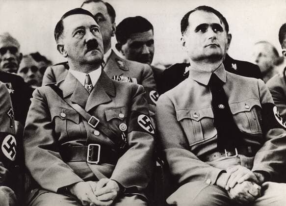 IMAGO History, Zweiter Weltkrieg: 1939 - 1945 Sept. 1, 1939 - Berlin, Germany - The Fuehrer Nazi leader ADOLF HITLER and his deputy RUDOLF HESS sitting at an event during the Nazi era. Berlin Germany  - ZUMAk09