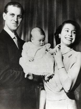Apr. 27, 1949 - London, England, U.K. - The elder daughter of King George VI and Queen Elizabeth, ELIZABETH WINDSOR (named Elizabeth II) became Queen at the age of 25, and has reigned through more than five decades of enormous social change and development. PICTURED: PRINCE PHILIP, Duke of Edinburgh and QUEEN ELIZABETH II holding baby CHARLES. London United Kingdom  - ZUMAk09