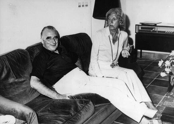 Aug. 12, 1969 - Fort de Bregancon, France - President of the French Republic GEORGES POMPIDOU on vacation at the presidential Fort de Bregancon with his wife CLAUDE POMPIDOU. Fort de Bregancon France  - ZUMAk09