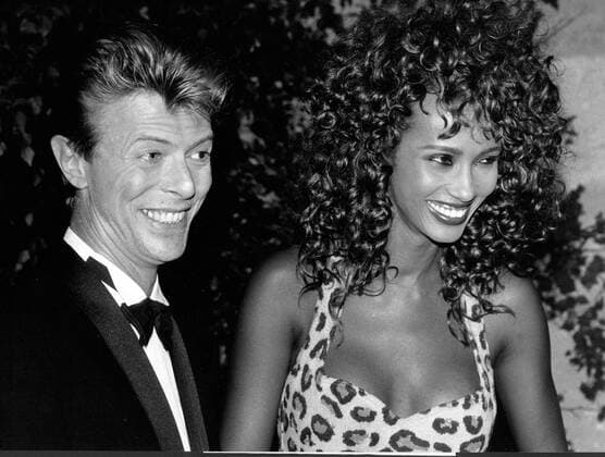 Sep. 20, 1991 - Paris, France - Pop Singer DAVID BOWIE, born January 8, 1947, with his model girlfriend IMAN at the presentation of the film, Anima mundi, sponsored by Paolo Bulgari. Paris France  - ZUMAk09
