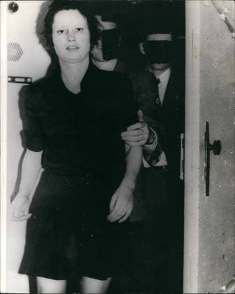 Jun. 06, 1972 - Woman Terrorist Gang Chief Seized In Germany: Ulrike Meinhof, 37, head of West Germany ;s header-Menohof of Left-wing terrorists, has been arrested in Hanover, She was the most wanted in Germany. Police who received a tip-off burst into the flat near Hanover airport after a struggle overpowered Mainhof and Gergart Muller, a 24-year-old student, who was with her. In the flat were found a sub-machine-gun, three pistols, two hand grenades, a nine-pound bomb and ammunition. Photo Shows Ulrike Meinhof pictured after her arrest.  - ZUMAk09