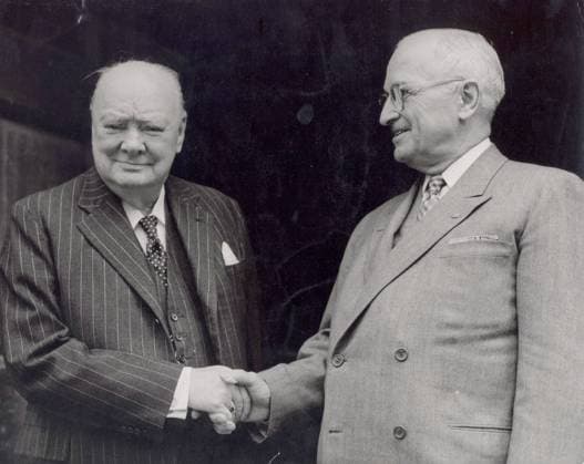 Nov 19, 2007 - London, England, UK - Former British PM WINSTON CHURCHILL welcomes US President HARRY S. TRUMAN to his home at Chartwell London UK  - ZUMAk09