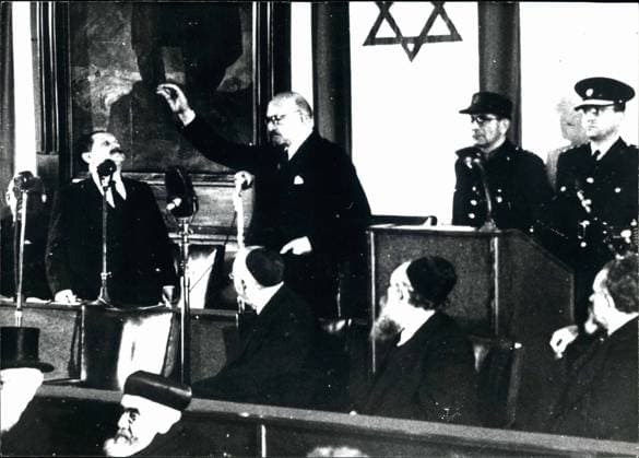 Feb. 20, 1949 - Israel President, Chaim Weizmann at a conference  - ZUMAk09