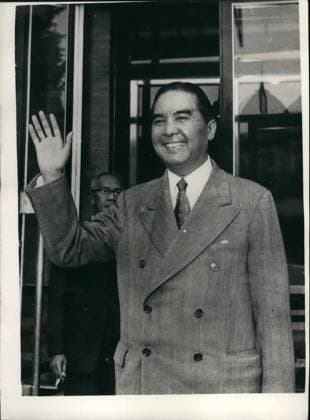 Apr. 04, 1954 - Geneva Conference. Keystone Photo Shows: Prince Wan of Siam - seen leaving the Palais des Nations, after presiding at a session of the Geneva Conference.  - ZUMAk09