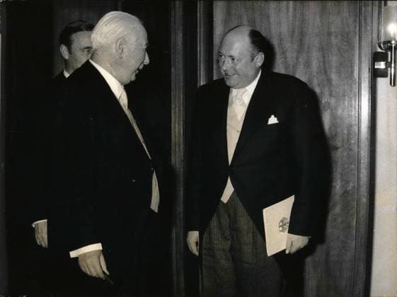 Jun. 06, 1955 - Party For the new Minister: On June 7th Prof. Heuss met the new minister of special resort Von Merkatz and presented him the letter of appointment.  - ZUMAk09