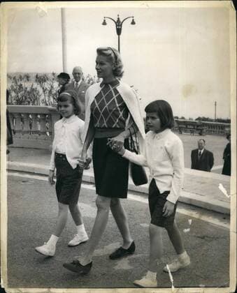 Preparing For The Grace Kelly - Prince Rainier Wedding. Keystone Photo Shows:- Grace Kelly s sister Peggy (Mrs. George Davis), seen with Meg and Mary Lee - at Monaco where preparations are going ahead for the wedding of Grace Kelly and Prince Rainier. Peggy will be a Matron-of-honour and her children will be bridal attendants.  - ZUMAk09
