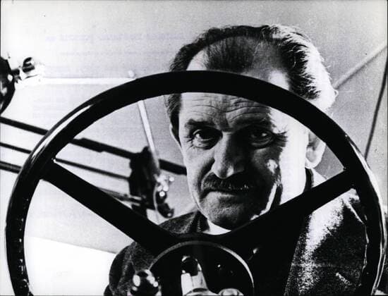 Sep. 09, 1975 - 100th birthday of car designer Ferdenand Porsche on September 3rd 1875: One hundred years ago, on September 3rd 1875, Ferdinand Prsche, one of the most important and all-round engineers of car construction in Germany, was born in Mafersdorf in Bohemia. At the beginning Ferdinand Porsche was working on the electric driving forice; 976 he becane general manager of the Austro-Daimler firm in Wiener-Neustadt, seven years later he joined the Daimler AG in Stuttgart. There he constructed numerous passenger cars and lorries 1931 he founded a construction firm of his own in Stuttgart, which constructed many types of cars like also the 5-liters sportscar of the Auto-Union. The most sucessful construction was the Volkswagen since 1934 Professor Dr. Ferdinand Porsche (main picture) died on January 30th 1951 in Stuttgart. Attached picture: Ferdinand Porsche at the wheel o  - ZUMAk09