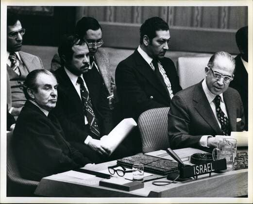Mar. 03, 1978 - UN Security Council on Lebanon Israeli Amb. Chaim Herzog Egyptian Amb. Dr. Ahmed Esmat Abdel Meguid. New York U.S.  - ZUMAk09