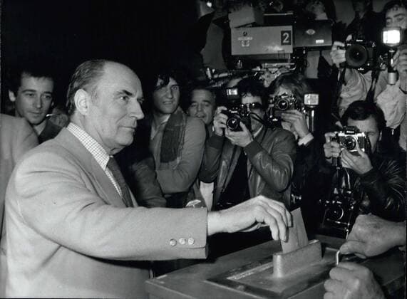 Apr. 27, 1981 - Francois Mitterrand Voting Presidential Election Chateau Chinon  - ZUMAk09