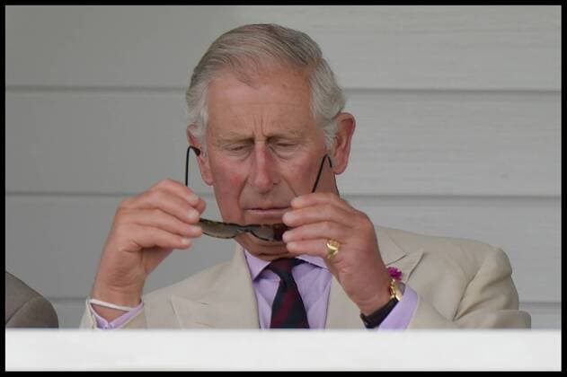 . 26 07 2014. Windsor, United Kingdom. Prince Charles having trouble with his sun glasses at half time during the Coronation Cup at Guards Polo Club, Windsor Great Park  xAndrewxParsonsx xi-Imagesx IIM-2702-0016