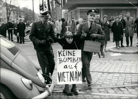 Mar. 03, 1965 - Police stops Anti-Vietnam-demonstration: Frankfurt police arrested some members of the Ban-the-bomb-movement after a demonstration against US military actions in Vietnam when they tried to march to the US Consulate for protest actions.  - ZUMAk09