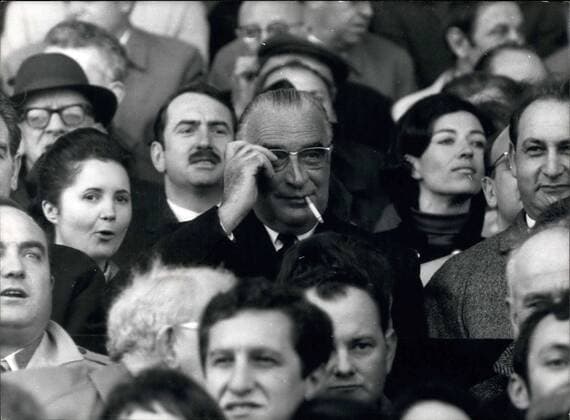 Mar. 21, 1969 - Georges Pompidou Watching a Rugby Match in Colombes  - ZUMAk09
