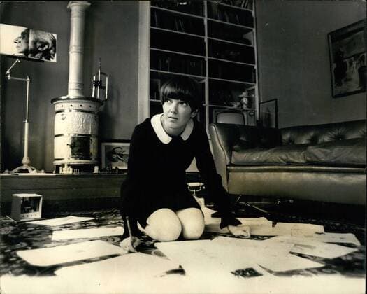 Feb. 24, 2012 - Mary Quant at home: Photo shows looking for inspirations is dress - designer Mary Quant seen at work in her flat in Dra~~tt Place, Chelsea.  - ZUMAk09