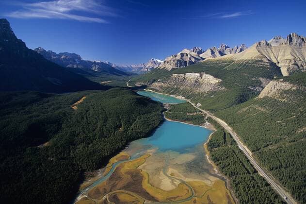 Waterfowl Lake from the air, Banff National Park, Alberta, Canada.  acp01861 RussxHeinl