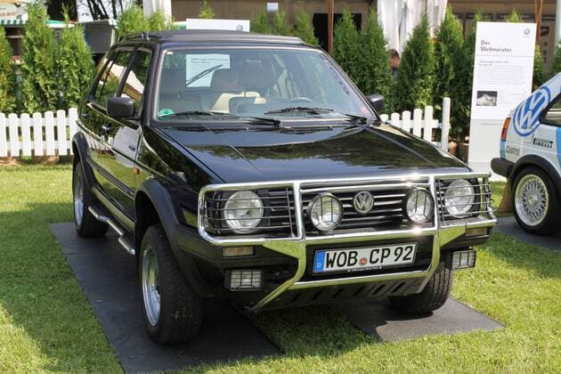 VW Golf II Country Chrom Edition Sondermodell im Rahmen der Sonderausstellung Grenzenlos Golf 40 Jahre Golf, Highlights aus 40 Jahren. 9. Classic Days am Schloss Dyck, Trips Memorial, Oldtimer, Klassik- und Motorfestival, 01.-03.08.2014, Jüchen (D)