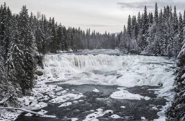 Dawson Falls in winter in Wells Gray Provincial Park, Clearwater, British Columbia, Canada.  acp77815 Photography