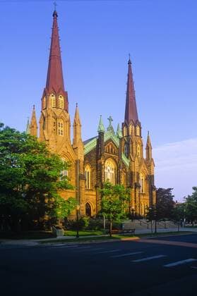 Saint Dunstans Basilica at sunrise, Charlottetown, Prince Edward Island, Canada  acp68672