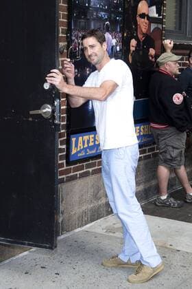 Luke Wilson bei der Ankunft zur Late Show with David Letterman am 2.09.2014 im Ed Sullivan Theater in New York Late Show with David Letterman mit Julie Chen in NY, 2014 